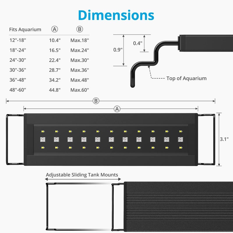 NICREW C10 24/7 LED Aquarium Light for Plants, 36-48 Inches, Full Spectrum Fish Tank Light with Timer, Brightness Adjustable - Image 5